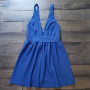Forever 21 Plunge Neckline Blue Dress Size L